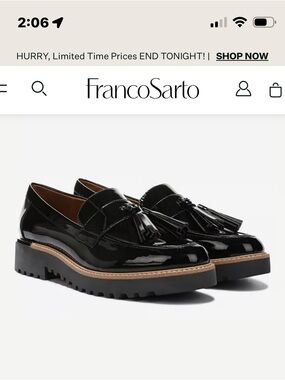 Franco Sarto Carolynn Black Patent Tassel Loafers